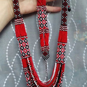 สร้อยคอลูกปัดดอกไม้บลูฟอร์เก็ตเมนอตสุดฮิต, สร้อยคอลูกปัดแบบถัก, สร้อยคอลูกปัดสไตล์โบโฮ, เครื่องประดับสไตล์ชาติพันธุ์, สร้อยคอลูกปัดดอกไม้ - Product Image 1