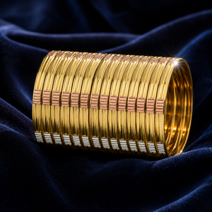กำไลข้อมือ ORO-Z ชุบสามสี ลายริ้วแนวตั้ง สำหรับผู้หญิง ผู้ผลิตกำไล CNC - Product Image 3