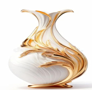 Jarrón luminoso blanco en forma de tulipán con texturas de hojas intrincadas. Arte en porcelana brillante disponible a precios de mayorista. - Product Image 6