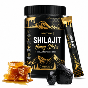 Bâtonnets de miel au Shilajit Premium (8g, 30 bâtonnets) 100% Shilajit original dans une mélange de miel brut avec 82% d'acide fulvique et des oligo-éléments - Product Image 1