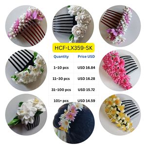 หวีดอกไม้ดินเผาทำมือสุดหรูแบบปรับแต่งได้ |   เครื่องประดับผมดอกไม้แบบไทย |   เครื่องประดับผมทรงบันเจ้าสาวสุดหรู - Product Image 6