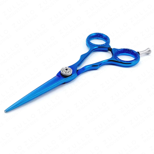 Ciseaux de barbier de qualité supérieure, couleur bleue, en acier inoxydable japonais, avec inserts pour les doigts amovibles - Product Image 3