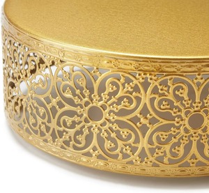 <b>Set</b> Of Three Gold Finished Cutwork Floral Design Edge Cake Stand For Anniversary And Birthday Cake Display Wholesale From India - Product Image 5