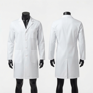 Bata de Laboratorio Unisex Blanca Blackhardson, 200 GSM, Tela Suave de Polialgodón, Diseño Clásico de Paneles, Logotipo Bordado Personalizado para Hospital - Product Image 1