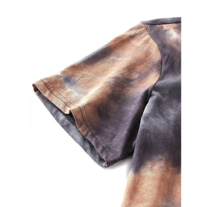 Camiseta de Manga Corta con Cuello Redondo y Estampado Tie-Dye para Hombre, Informal, Tejida, con Patrón de Arcoíris, Corte Regular, Transpirable, 100% Algodón - Product Image 6