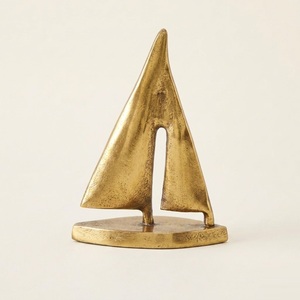 Handcrafted Golden <b>Aluminum</b> Palm Leaf Sculpture Modern Metal Feather Figurine For Luxury Home Living Room & Office Tabletop - Product Image 5
