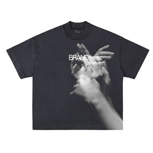 เสื้อยืดคอตตอนผู้ชายสไตล์โกธิค แบรนด์ของคุณ แขนสั้น คอกลม พิมพ์ลาย ทรงปกติ โลโก้ด้านหน้า - Product Image 2