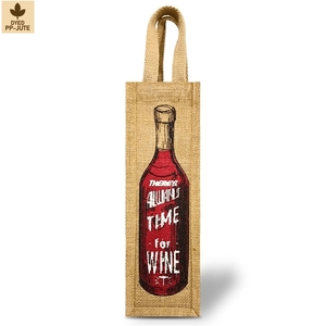 Sac cadeau pour bouteille de vin en jute naturel laminé, emballage cadeau pour vin, 13x36x13 cm, logo personnalisé, vente en gros, OEM, commande en gros, modèle SNC140A - Product Image 3