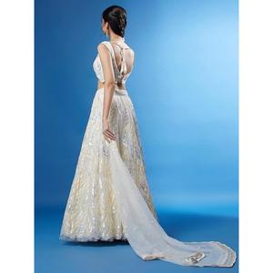 Exquisite White Sequins <b>Net</b> Sangeet Wear Lehenga Choli With <b>Dupatta</b> - Product Image 5