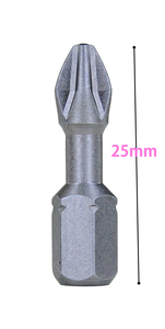 Embout de tournevis Phillips PH2, finition sablée, 25 mm, acier forgé résistant aux chocs, pièce individuelle avec sac PP, OEM Taïwan, bricolage - Product Image 1