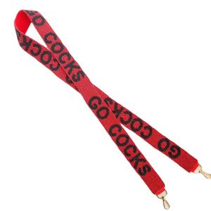 Nouveauté : Sac à bandoulière GO COCKS de luxe, brodé à la main avec des perles noires et rouges, sangle réglable. - Product Image 1