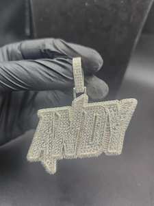 จี้ฮิปฮอปแบบกำหนดเอง เครื่องประดับหรูหรา เงินแท้ 925 ประดับเพชรโมอิสซาไนต์ VVS จี้ตัวอักษรชื่อย่อ สำหรับเป็นของขวัญวันเกิด - Product Image 2