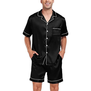 Custom LOGO <b>S</b>-2XL <b>Men's</b> Cardigan Modal Jersey Thermal <b>Short</b>-Sleeved Summer <b>Pajama</b> Lapel <b>Shorts</b> <b>Set</b> Home Wear - Product Image 2