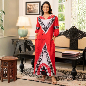 เดรสยาวคอวีลายซุปเปอร์ลอว์นสุดหรู - Product Image 3
