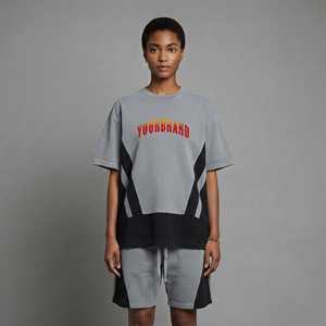 New arrived 2026 2 Piece <b>set</b> 100% Cotton Custom Embroidered logo Short Sleeve T-Shirt and Shorts hip hop women's 2 piece <b>set</b> - Product Image 1
