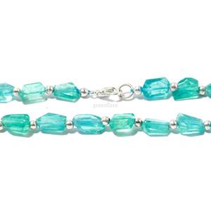 Natural Blue Apatite Faceted Nugget Beaded <b>Necklace</b> March Birthstone Gemstone Jewelry Handmade Apatite <b>Statement</b> <b>Necklace</b> Bulk - Product Image 5