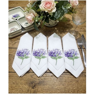 Servilletas de Algodón Bordadas Personalizadas al por Mayor, Servilletas Cuadradas con Dobladillo de Hortensias Moradas, Decoración de Mesa para Bodas, Fiestas y Hogar - Product Image 1