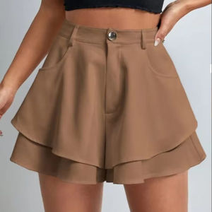 Shorts de Verano para Mujer, Estilo Nuevo, Cintura Alta, Doble Capa, Holgados, Casuales, de Color Sólido - Product Image 4