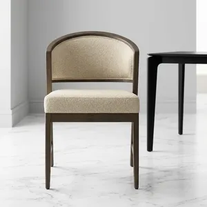 Chaise de salle à manger Anne, écologique, réglable, style mid-century modern, rembourrée, structure en bois, assise en coton, ton beige, design de mobilier pour la maison - Product Image 1