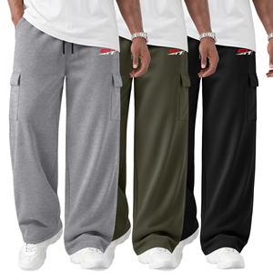 Mens Solid And <b>Light</b> Colors Cargo Sweatpants Heavyweight Cotton Joggers Comfortable Casual Lounge Wear Stylish Design <b>Trousers</b> - Product Image 1