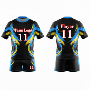 Uniforme de Fútbol Personalizado para Hombre, Conjunto de Camiseta y Pantalones Cortos con Impresión por Transferencia de Calor, 100% Poliéster, Absorbe la Humedad, Protección UV, Cintura Elástica - Product Image 5