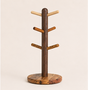 Handmade Rustic Wood Mug Holder Tree Space-Saving Vertical Coffee Cup Display <b>Rack</b> And Jewelry Organizer For Farmhouse <b>Kitchen</b> - Product Image 3
