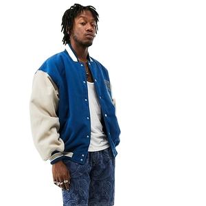 Vestes universitaires d'hiver en toile personnalisables avec logo frontal, style lettreman en laine unie - Product Image 1