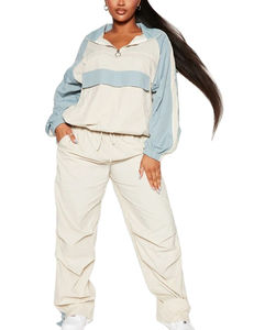 Nouvelle mode : Ensemble de survêtement décontracté en nylon respirant pour femme, coupe-vent, veste et pantalon grande taille - Product Image 5