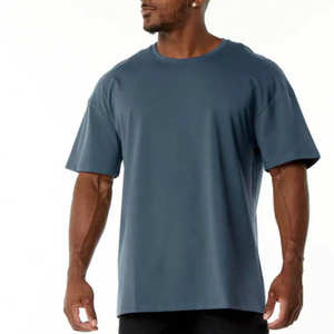 Camiseta de Verano para Hombre, Azul Grisáceo, 100% Algodón, Tejido de Punto, Transpirable, de Secado Rápido, Estilo Vintage, Casual, Manga Corta, Básica - Product Image 4