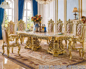 Ensemble de salle à manger rond en or blanc d'inspiration victorienne, dernière collection, 10 places, meubles de salle à manger en bois haut de gamme, ensemble de salle à manger classique, Royaume-Uni - Product Image 3