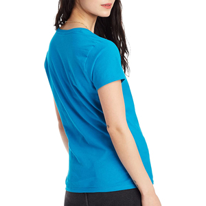 T-shirt décontracté pour femme à manches courtes, col en V, coupe classique, teinture unie, anti-boulochage, respirant, logo personnalisable, été, 100% coton - Product Image 6