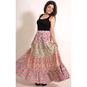 Falda Maxi Bohemia de Algodón, Hecha a Mano, con Estampado de Patchwork, Falda Larga, Moda Hippie India - Product Image 1