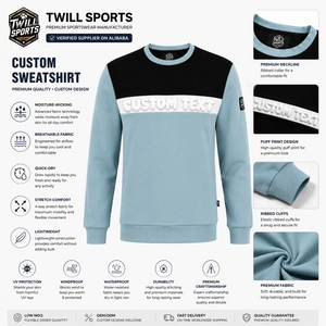 Sudadera de cuello redondo para hombre con estampado puff, bloques de color, estilo casual, ajuste regular, azul claro, negro, blanco, sudaderas con estampado puff - Product Image 4