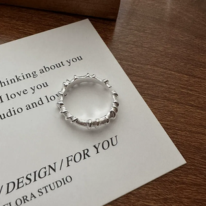 Anillo de Plata de Ley S925, Diseño Coreano, Textura Plegada, Estilo Moderno, Personalizado, Estilo INS - Product Image 2