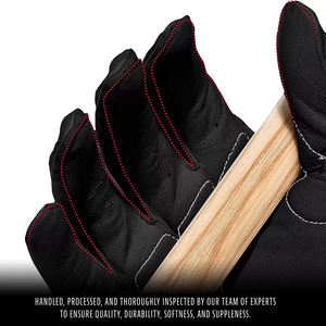 Gants de frappe de baseball en cuir blanc et noir, ajustables, avec paume rembourrée, doigts entièrement protégés, légers et respirants, pour l'entraînement - Product Image 5