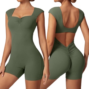 Vente en gros d'usine de vêtements de sport une pièce à manches longues pour le fitness vêtements d'entraînement body à la mode combinaison de yoga à demi-fermeture éclair - Product Image 2
