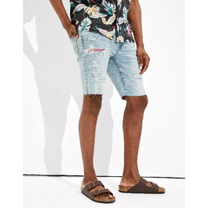 Shorts en jean vintage personnalisés pour hommes, style streetwear d'été, coupe baggy, double genouillère, pour le travail - Product Image 5