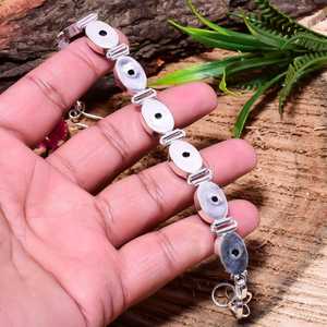 Blue Chalcedony Bezel Set Bracelet Natural Blue <b>Stone</b> Handmade 925 Sterling Silver Jewelry Gift For Her - Product Image 3