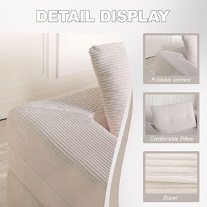 Sofá Cama Moderno de Compresión para Humanos y Mascotas, Tela de Pana, Sofá de Suelo con Almohada para Sala de Estar y Dormitorio, No Requiere Asientos Adicionales - Product Image 6