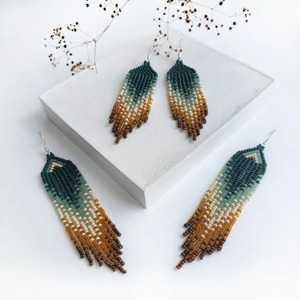 Boucles d'oreilles pendantes exclusives faites à la main avec breloques perlées, bijoux classiques en turquoise pour femmes au meilleur prix, boucles d'oreilles à perles pour femmes - Product Image 2