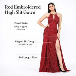 Robe de soirée de luxe de qualité supérieure avec des paillettes et des perles brodées à la main pour les mariages sur la plage et les occasions de villégiature - Product Image 4