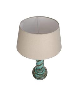 Lampe sur pied décorative rustique en lin turquoise beige avec abat-jour tambour pour chambre à coucher, salon, usage intérieur et cadeau de pendaison de crémaillère - Product Image 1