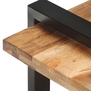 Meuble TV moyen en bois d'acacia massif naturel et fer noir pour salon - Product Image 5