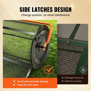 Spargiconcime Regolabile in Altezza per Compost Agricolo, Manico 24.4-25.6'', Rullo per Torba da Giardino/Legno di 24'' di Larghezza, Chiusure Laterali, Nuovo Rivestimento a Polvere - Product Image 4