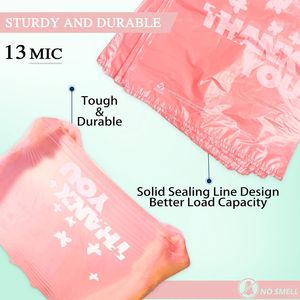 100 Sacchetti Rosa Riutilizzabili Monouso a Forma di T-Shirt, Sacchetti per la Spesa con Scritta 'Thank You' per Piccole Imprese e Asporto, 100% Leggibili - Product Image 4