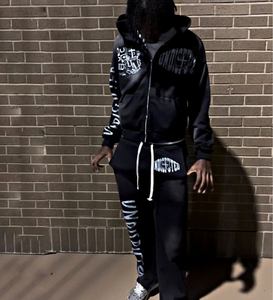 Unisex Plus Size Winter Casual Heavyweight Eco-Friendly Acid Wash Reversible Breathable Fashion Tracksuit <b>Set</b> Custom Logo - Product Image 2