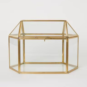 Boîte à bijoux décorative en métal et verre de qualité supérieure pour cadeau de mariage et rangement d'accessoires de décoration intérieure - Product Image 1