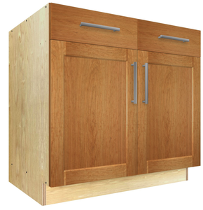 Armoire de cuisine modulaire RTA à double porte avec base en bois grain chêne B24 - Product Image 2