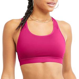 Sujetador deportivo rosa para mujer, estilo racerback, cuello redondo, soporte medio, transpirable, sin costuras, ajuste sólido, ropa deportiva activa, sujetador deportivo para mujer - Product Image 1