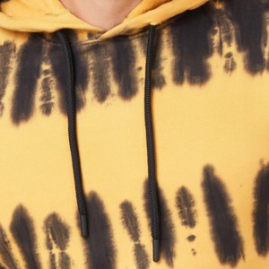 Sudadera con Capucha de Forro Polar Tejido Oversize para Hombre, Estampado Tie-Dye Amarillo y Negro, con Bolsillos, Estilo Casual, para Invierno - Product Image 6